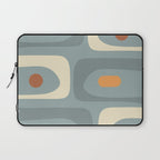 Mid-Century Modern Piquet Minimalist Abstract Pattern Slate Blue Orange Rust Cream Laptop Sleeve Gallery Image 1