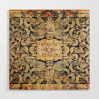 French Aubusson Vintage Floral Rug Print Wood Wall Art Gallery Image 1