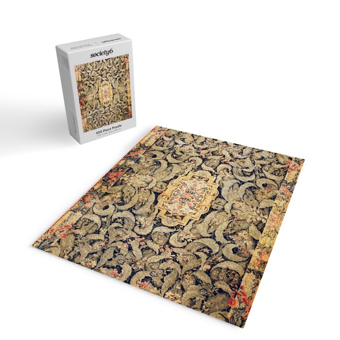 French Aubusson Vintage Floral Rug Print Jigsaw Puzzle Gallery Image 2