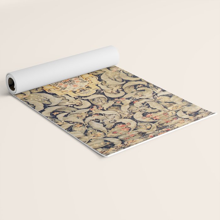 French Aubusson Vintage Floral Rug Print Yoga Mat Gallery Image 2
