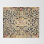 French Aubusson Vintage Floral Rug Print Throw Blanket Gallery Image 2