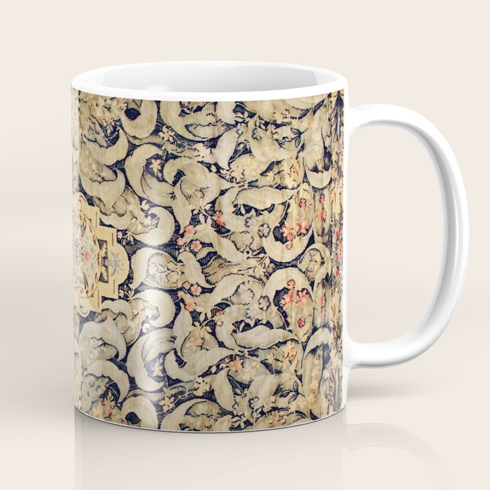 French Aubusson Vintage Floral Rug Print Coffee Mug Gallery Image 1