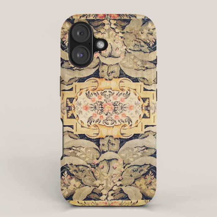 French Aubusson Vintage Floral Rug Print iPhone Case Gallery Image 1