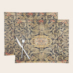 French Aubusson Vintage Floral Rug Print Placemat Gallery Image 1