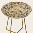 French Aubusson Vintage Floral Rug Print Side Table Gallery Image 2