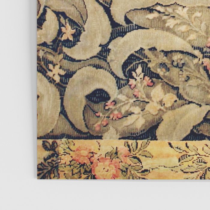 French Aubusson Vintage Floral Rug Print Poster Gallery Image 3