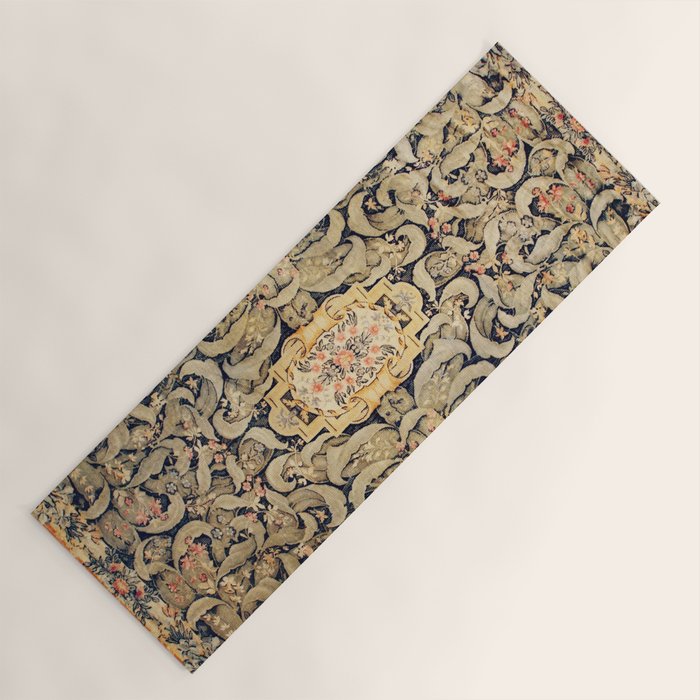 French Aubusson Vintage Floral Rug Print Yoga Mat Gallery Image 1