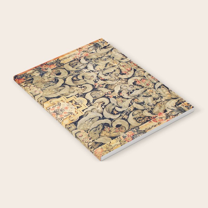 French Aubusson Vintage Floral Rug Print Notebook Gallery Image 1