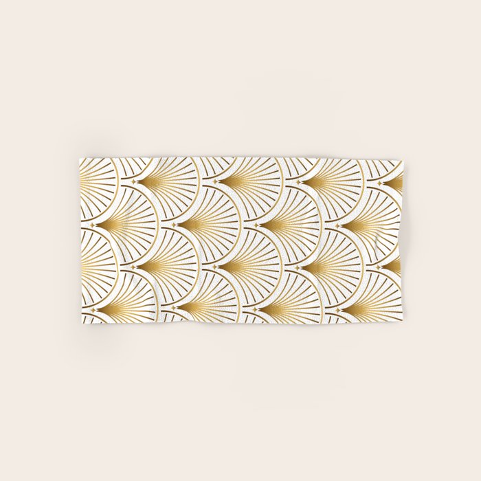 Art Deco Gold Geometric Pattern With Gold Shimmer Bath Towel Gallery Image 1