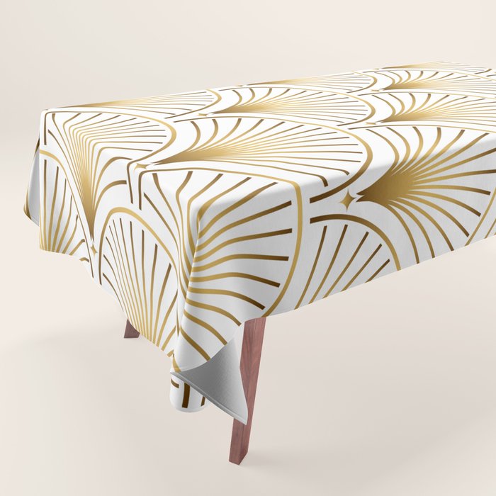 Art Deco Gold Geometric Pattern With Gold Shimmer Tablecloth Gallery Image 1