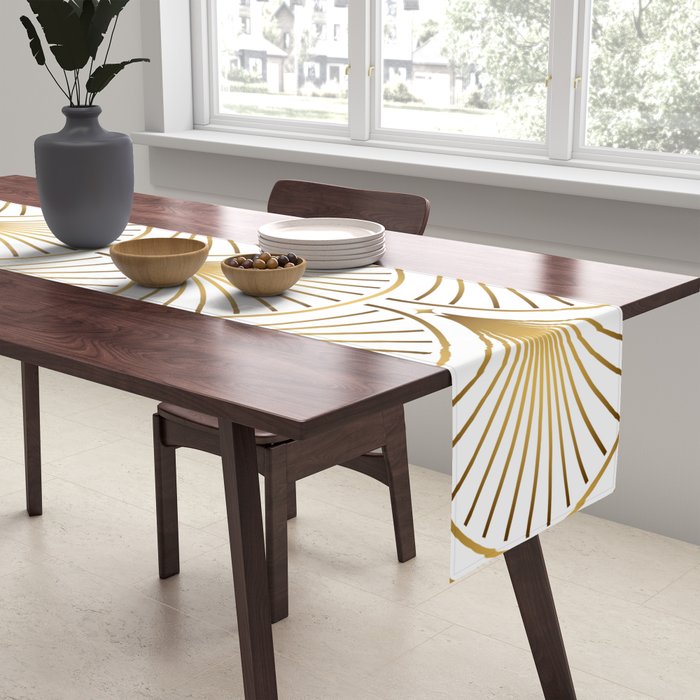 Art Deco Gold Geometric Pattern With Gold Shimmer Table Runner Gallery Image 2