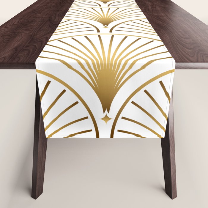 Art Deco Gold Geometric Pattern With Gold Shimmer Table Runner Gallery Image 1