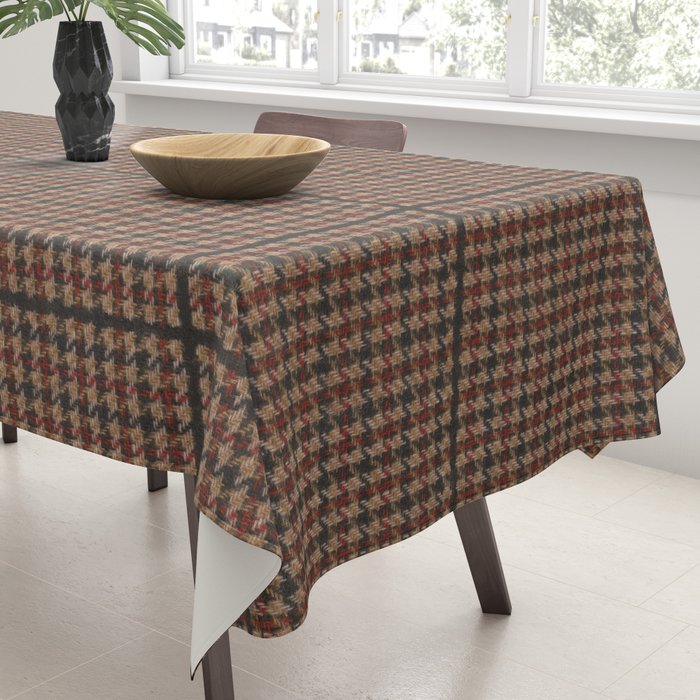Vintage Brown Houndstooth Tweed  Tablecloth Gallery Image 3