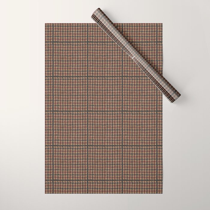 Vintage Brown Houndstooth Tweed  Wrapping Paper Gallery Image 1