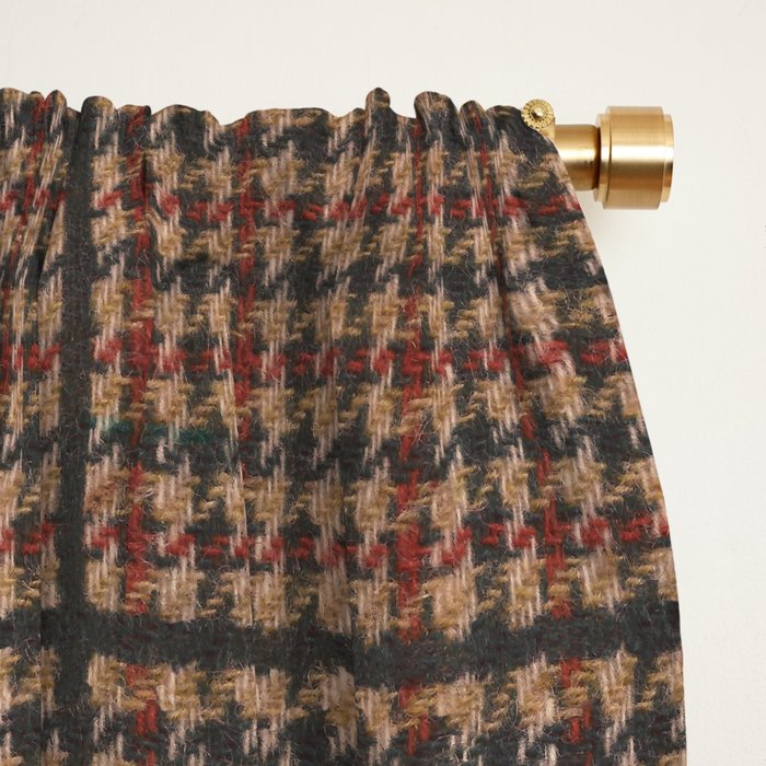 Vintage Brown Houndstooth Tweed  Window Curtain Gallery Image 2