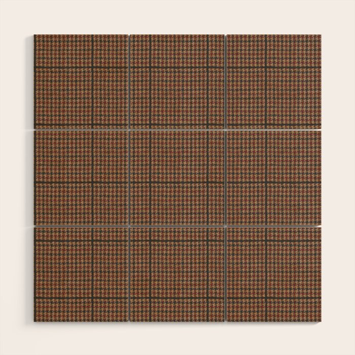 Vintage Brown Houndstooth Tweed  Wood Wall Art Gallery Image 1