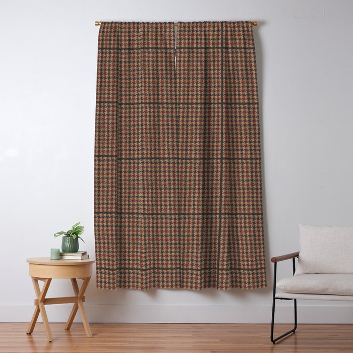 Vintage Brown Houndstooth Tweed  Window Curtain Gallery Image 1