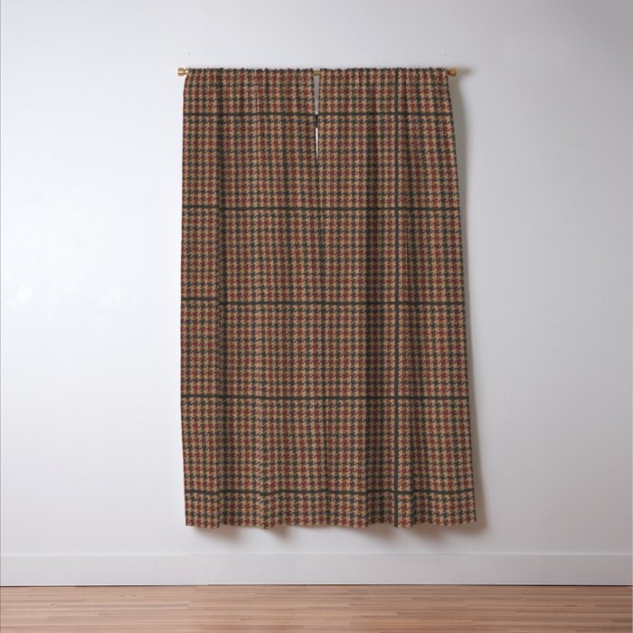 Vintage Brown Houndstooth Tweed  Window Curtain Gallery Image 3