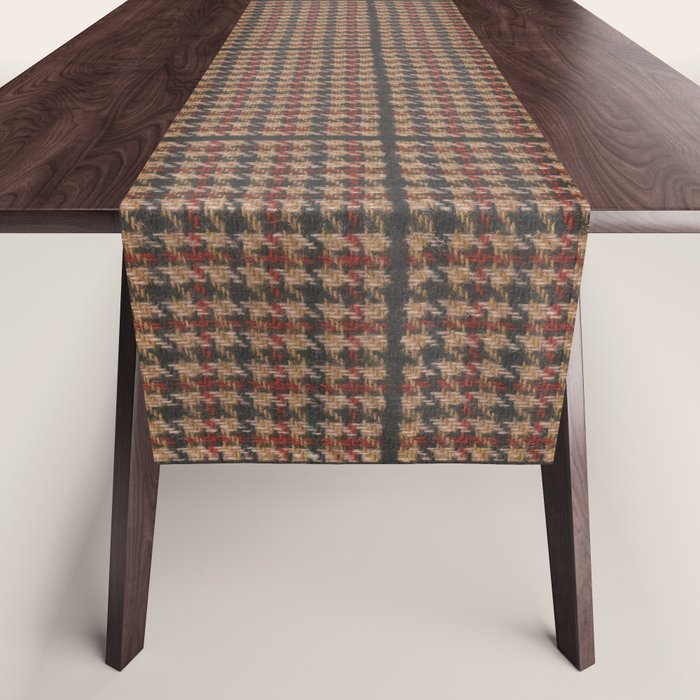 Vintage Brown Houndstooth Tweed  Table Runner Gallery Image 1