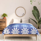 Ombre Abstract Daisies on Cobalt Blue Comforter Gallery Image 3