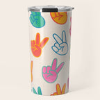 Peace And Victory Hand Sign In Rainbow Colours Pattern Travel Mug Gallery Image 1