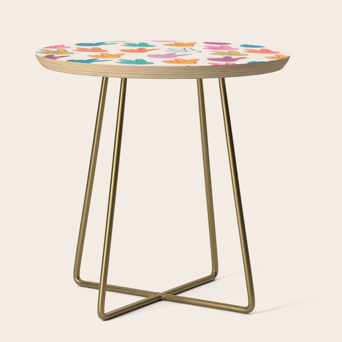Peace And Victory Hand Sign In Rainbow Colours Pattern Side Table Gallery Image 1