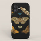 Moths Butterflies In Darkness Vintage Scientific Illustration Encyclopedia Diagram iPhone Case Gallery Image 1