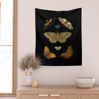 Moths Butterflies In Darkness Vintage Scientific Illustration Encyclopedia Diagram Wall Tapestry Gallery Image 2
