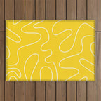 Yellow Squiggle Abstract Pattern Outdoor Rug Gallery Image 1