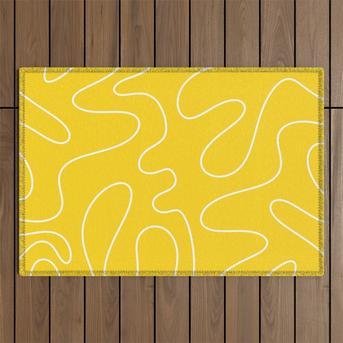 Yellow Squiggle Abstract Pattern Outdoor Rug Gallery Image 1