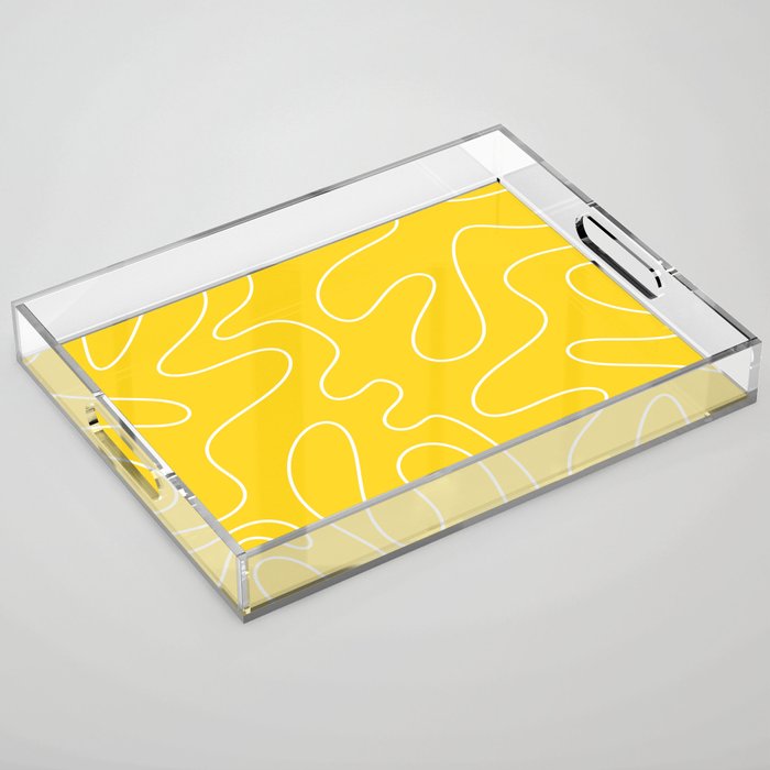 Yellow Squiggle Abstract Pattern Acrylic Tray Gallery Image 1