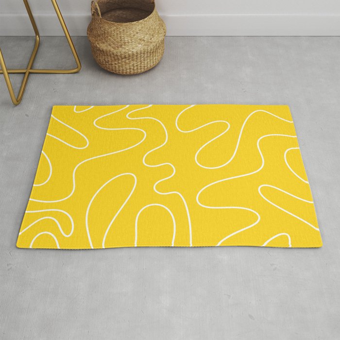 Yellow Squiggle Abstract Pattern Rug Gallery Image 1