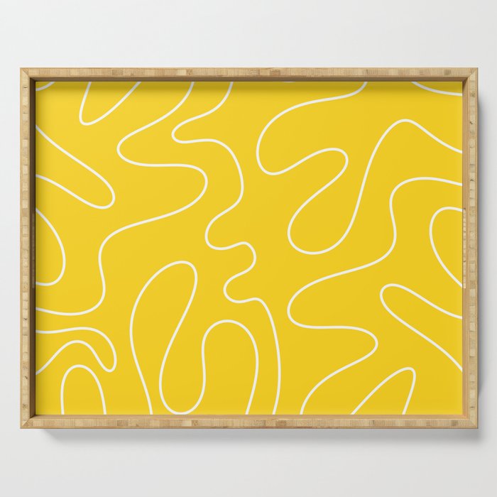 Yellow Squiggle Abstract Pattern Serving Tray Gallery Image 1