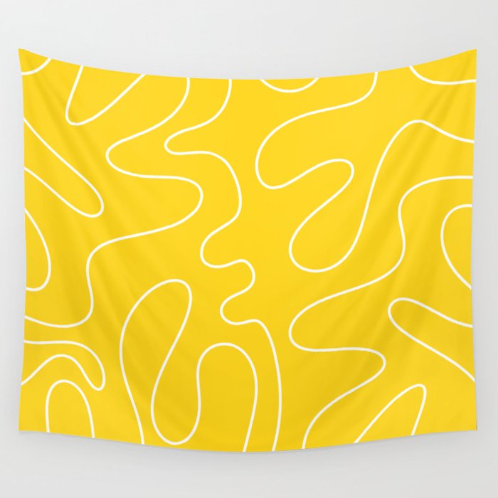 Yellow Squiggle Abstract Pattern Wall Tapestry Gallery Image 1