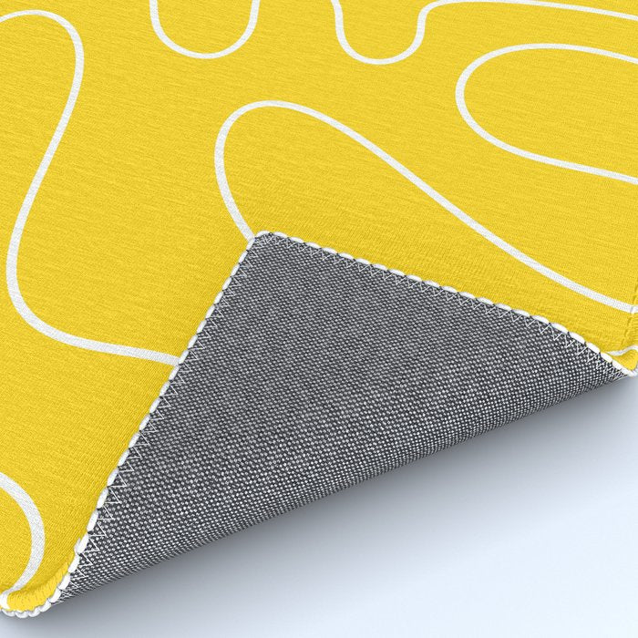 Yellow Squiggle Abstract Pattern Rug Gallery Image 4