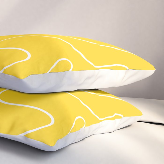Yellow Squiggle Abstract Pattern Pillow Sham Gallery Image 3