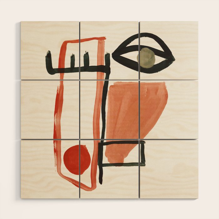 Abstract Face Wood Wall Art Gallery Image 1