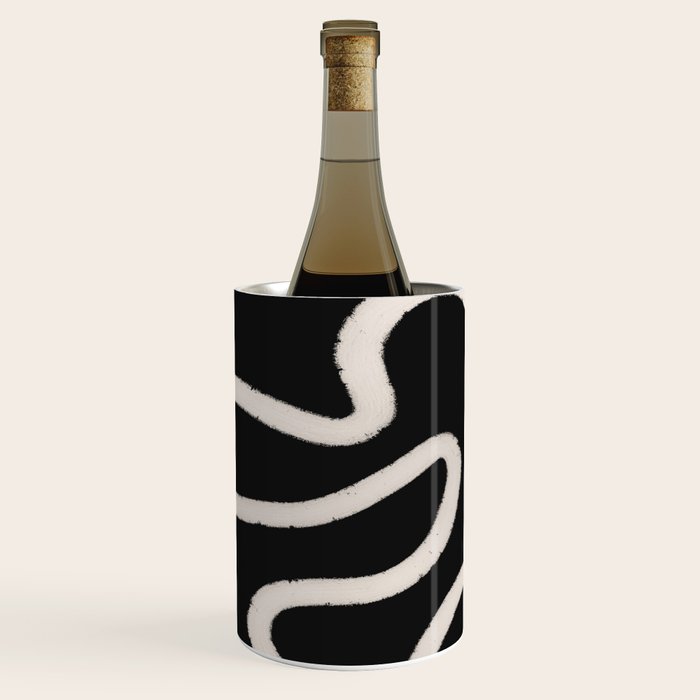 Abstract Brush Strokes: Black & White Wine Chiller Gallery Image 2