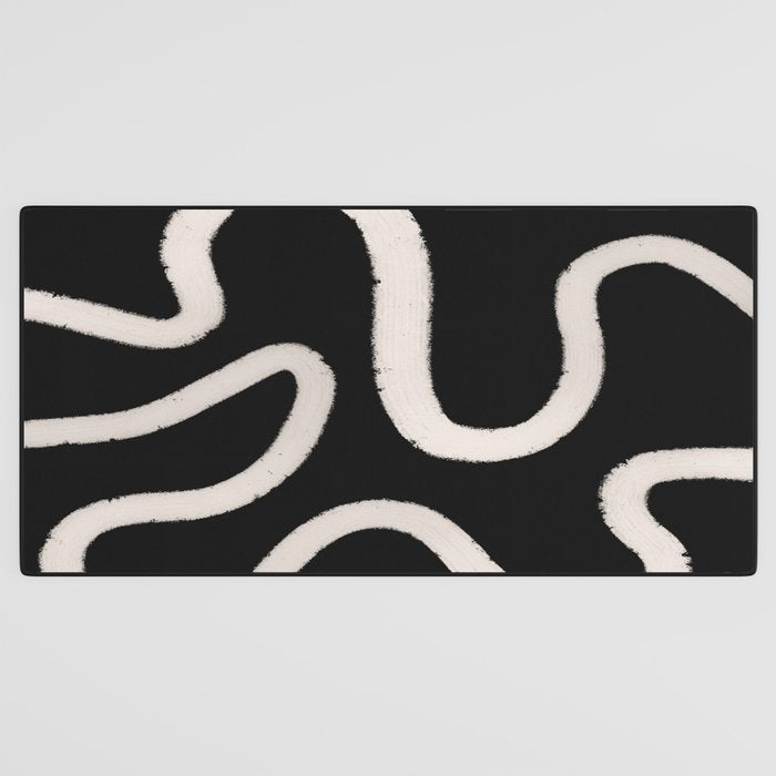 Abstract Brush Strokes: Black & White Desk Mat Gallery Image 3