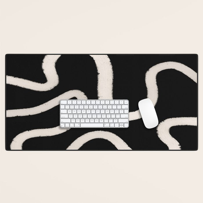 Abstract Brush Strokes: Black & White Desk Mat Gallery Image 1