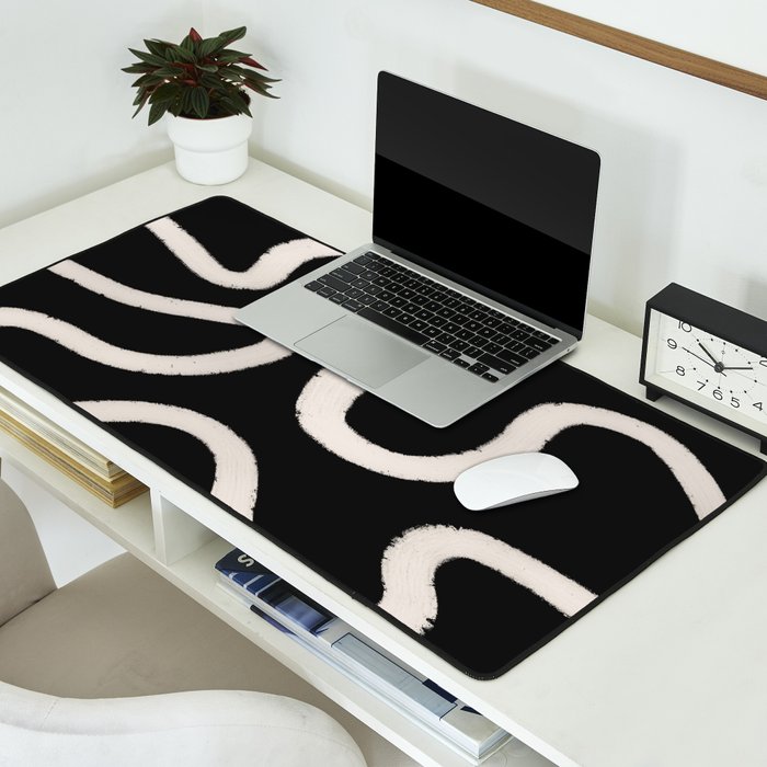 Abstract Brush Strokes: Black & White Desk Mat Gallery Image 2