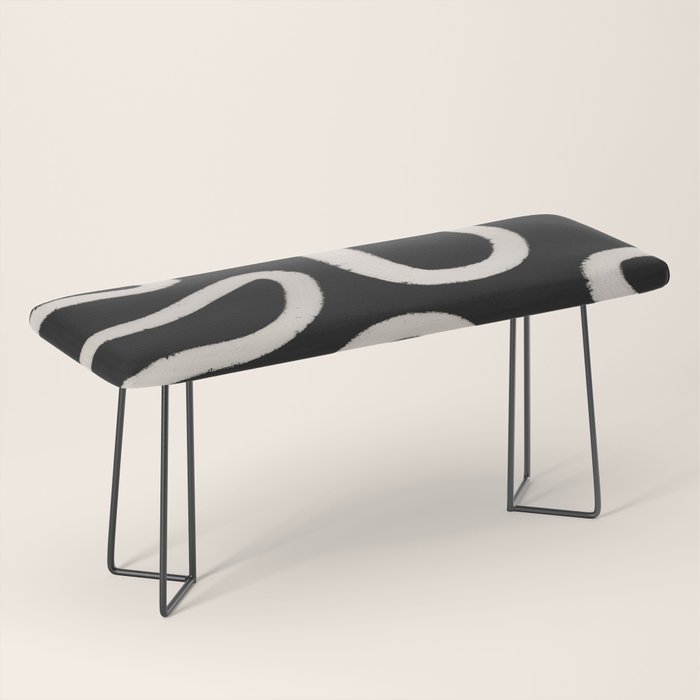 Abstract Brush Strokes: Black & White Bench Gallery Image 1