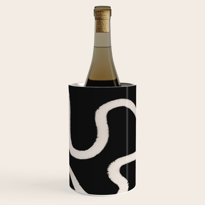 Abstract Brush Strokes: Black & White Wine Chiller Gallery Image 3