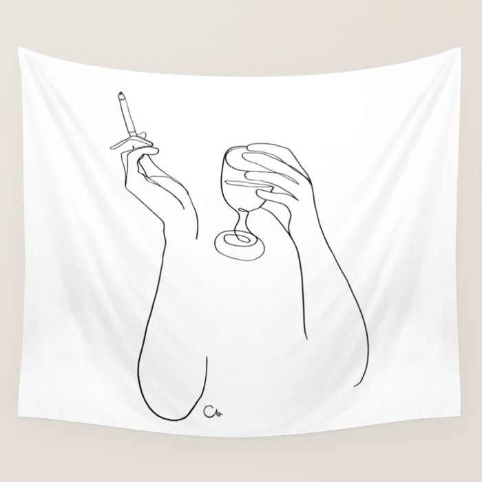 Wine & Cigarettes Wall Tapestry Gallery Image 1