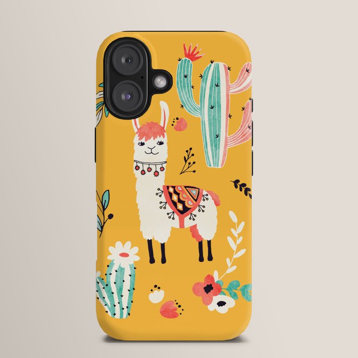 White Llama with flowers iPhone Case Gallery Image 40