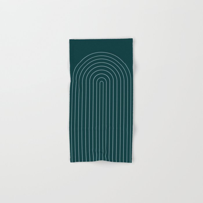 Minimal Arch XXXVIII Dark Teal Green Modern Geometric Lines Bath Towel Gallery Image 1