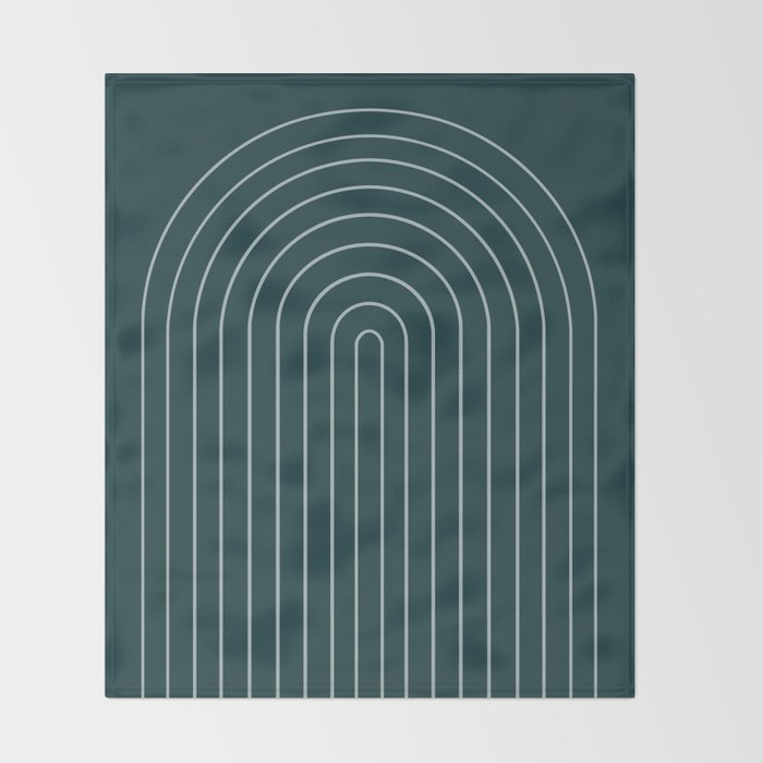 Minimal Arch XXXVIII Dark Teal Green Modern Geometric Lines Throw Blanket Gallery Image 2