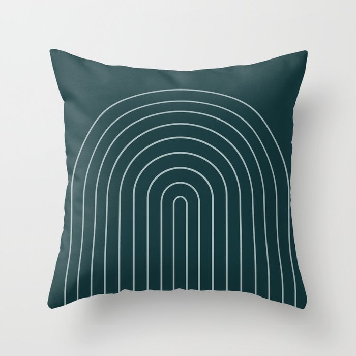 Minimal Arch XXXVIII Dark Teal Green Modern Geometric Lines Throw Pillow Gallery Image 6