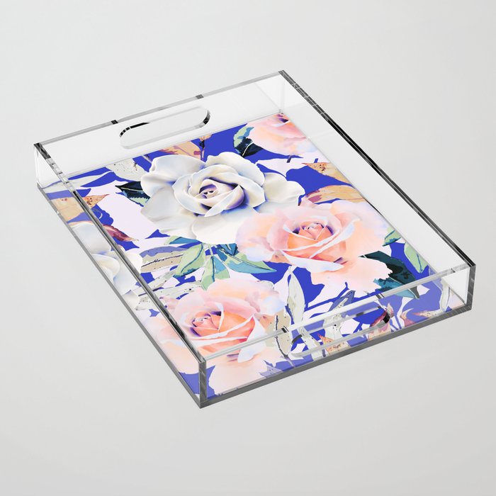 Modern Vibrant Flowery Garden B Acrylic Tray Gallery Image 1