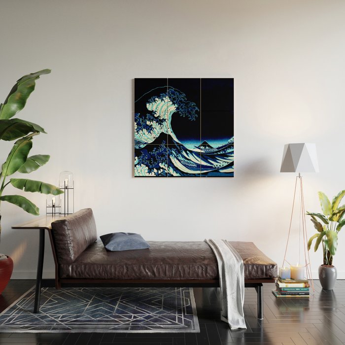 the Great Wave blue Wood Wall Art Gallery Image 2